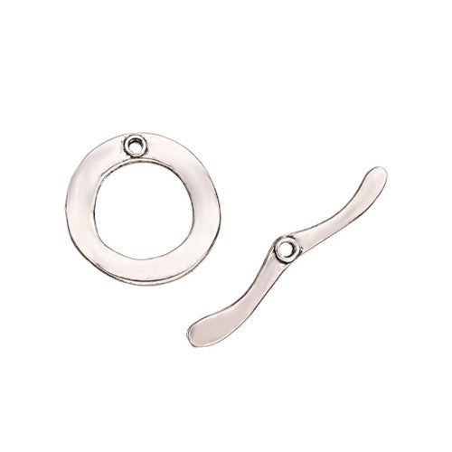 Toggle Clasps, Round, Wavy, Single-Strand, Silver Plated, Alloy, 30mm - BEADED CREATIONS