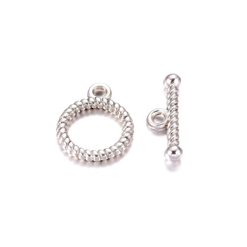 Toggle Clasps, Tibetan Style, Antique Silver, Round, Rope Design, Single-Strand, Alloy, 16mm - BEADED CREATIONS