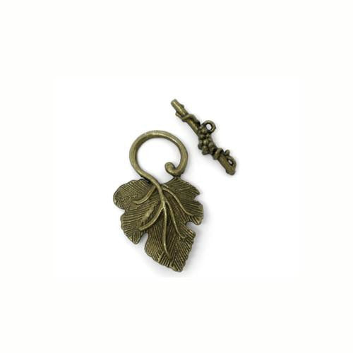 Toggle Clasps, Grape Leaf, Antique Bronze, Alloy, 36mm - BEADED CREATIONS