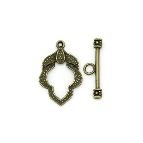 Toggle Clasps, Leaf, Textured, Antique Bronze, Alloy, 26mm - BEADED CREATIONS