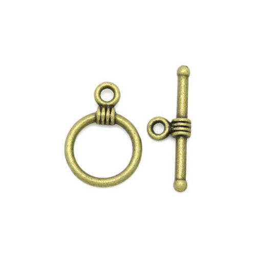 Toggle Clasps, Round, Antique Bronze, Alloy, 16mm - BEADED CREATIONS