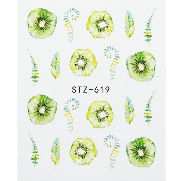 Water Transfer, Nail Art, Green, Leaves, Decals - STZ-619 - BEADED CREATIONS