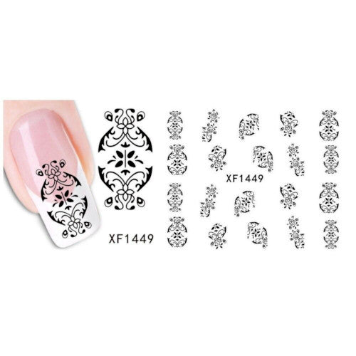 Water Transfer, Nail Art, Black, Decals – XF1449 - BEADED CREATIONS