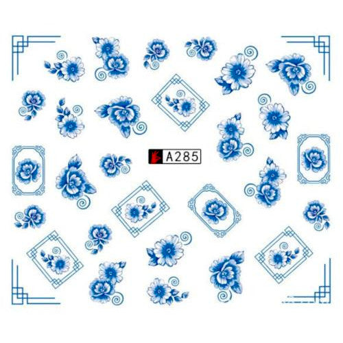 Water Transfer, Nail Art, Blue, Flowers, Decals – A285 - BEADED CREATIONS