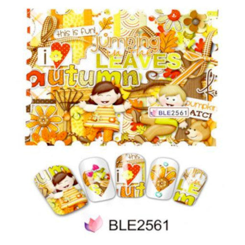 Water Transfer, Nail Art, Multicolored, Autumn, People, Abstract, Stamp, Decals, BLE2561 - BEADED CREATIONS
