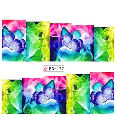 Water Transfer, Nail Art, Multicolored, Butterflies, Abstract, Decals – BN177 - BEADED CREATIONS