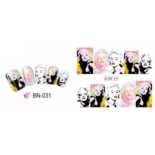 Water Transfer, Nail Art, Multicolored, Marilyn Monroe, Decals – BN031 - BEADED CREATIONS