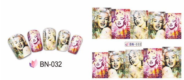 Water Transfer, Nail Art, Multicolored, Marilyn Monroe, Decals – BN032 - BEADED CREATIONS