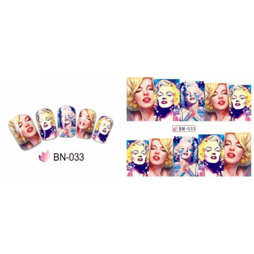Water Transfer, Nail Art, Multicolored, Marilyn Monroe, Decals – BN033 - BEADED CREATIONS