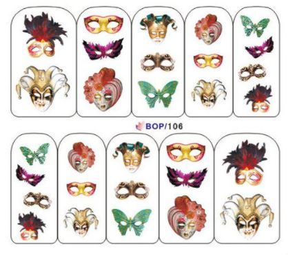 Water Transfer, Nail Art, Multicolored, Masks, Decals – BOP106 - BEADED CREATIONS