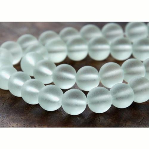 Glass Beads, Frosted, Smooth, Round, White, 10mm. Sold Individually - BEADED CREATIONS