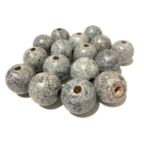 Wood Beads, Round, Color Washed, Grey, 24mm - BEADED CREATIONS