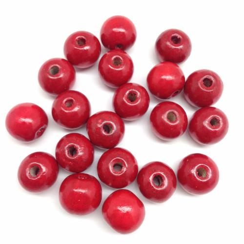 Wood Beads,  Round, Dyed, Dark Red, 10mm - BEADED CREATIONS