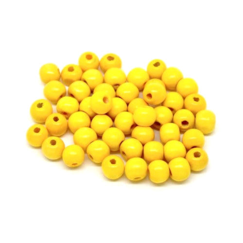 Wood Beads, Round, Painted, Bright Yellow, 15mm – BEADED CREATIONS