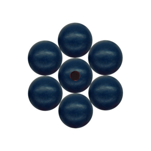 Wood Beads, Round, Painted, Dark Blue, 12mm - BEADED CREATIONS