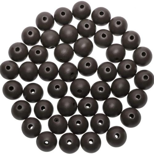 Wood Beads, Round, Painted, Dark Brown, 14mm - BEADED CREATIONS