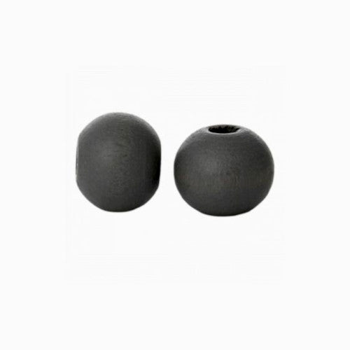Wood Beads, Round, Painted, Dark Grey, 15mm - BEADED CREATIONS