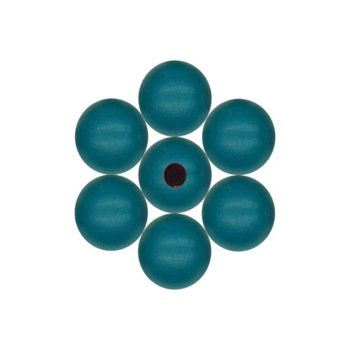 Wood Beads, Round, Painted, Dark Teal, 12mm - BEADED CREATIONS