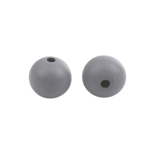 Wood Beads, Round, Painted, Light Grey, 15mm - BEADED CREATIONS