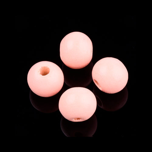 Wood Beads, Round, Painted, Light Pink, 10mm - BEADED CREATIONS