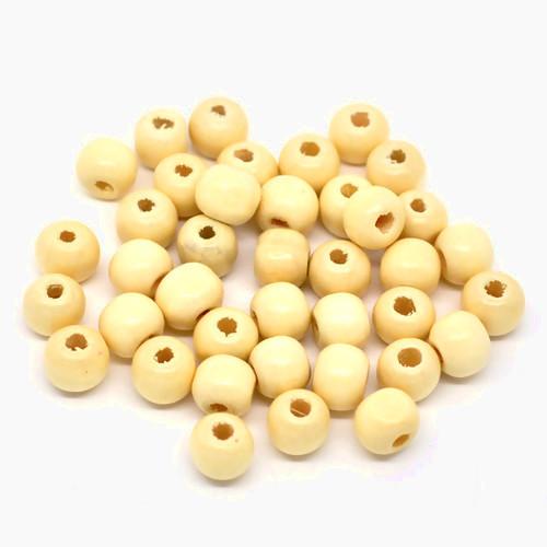 Wood Beads, Round, Painted, Light Yellow, 10mm - BEADED CREATIONS
