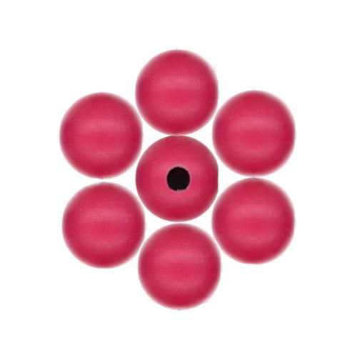 Wood Beads,  Round, Painted, Magenta, 14mm - BEADED CREATIONS