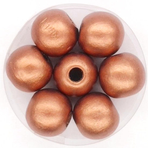 Wood Beads, Round, Painted, Metallic Bronze, 12mm - BEADED CREATIONS