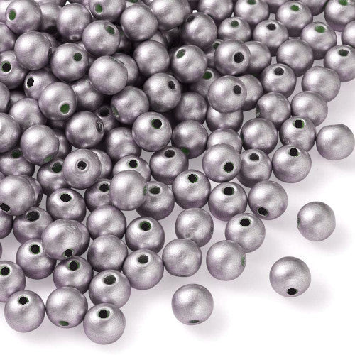 Wood Beads, Round, Painted, Metallic Mauve, 15mm - BEADED CREATIONS