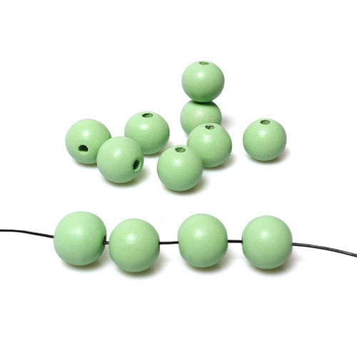Wood Beads, Round, Painted, Mint Green, 12mm - BEADED CREATIONS