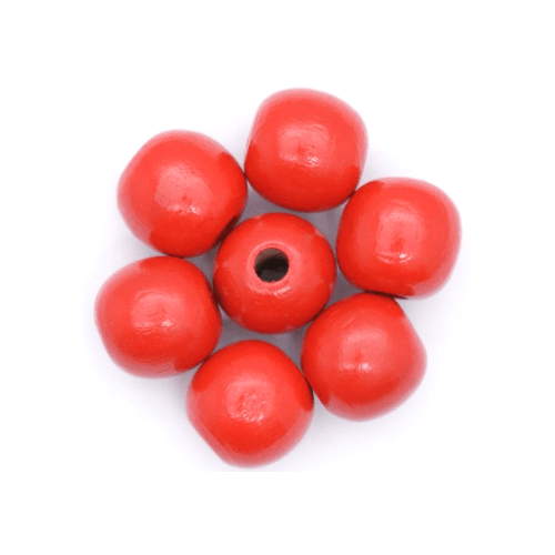 Wood Beads, Round, Painted, Red, 10mm - BEADED CREATIONS