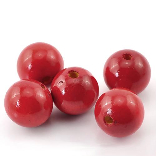 Wood Beads, Round, Painted, Red, 30mm - BEADED CREATIONS