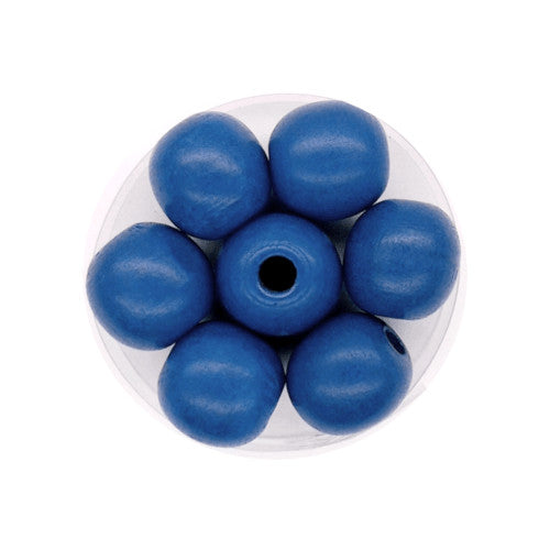 Wood Beads, Round, Painted, Royal Blue, 14mm - BEADED CREATIONS