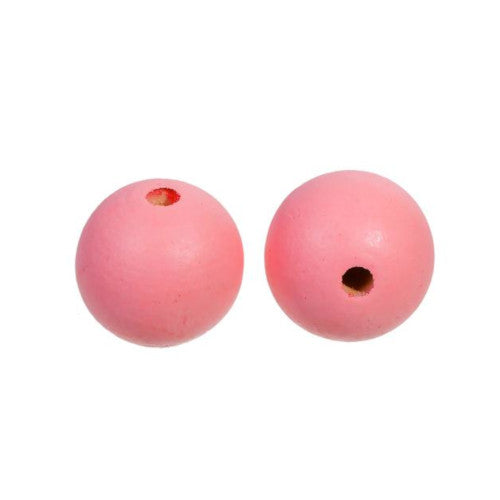 Wood Beads, Round, Painted, Tulip Pink, 24mm - BEADED CREATIONS