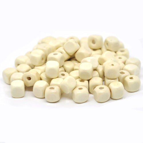 Wood Spacer Beads, Cube, Raw, Uncoated, 10mm - BEADED CREATIONS